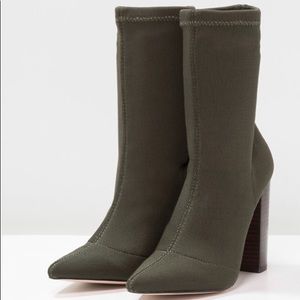 Steve Madden Siena High Heeled Ankle Boots Olive 8